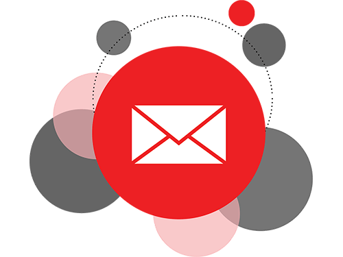 Grafik mit einem Briefumschlag der fuer Email-Kontakt steht