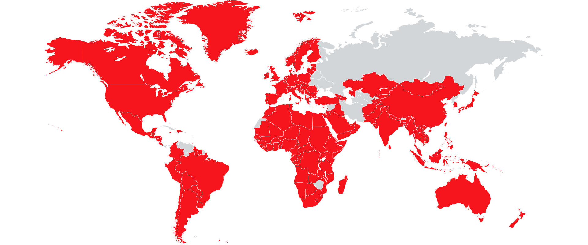 Weltkarte der aktiven S-International Länder